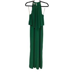 Dress Barn Gold Chain Halter Maxi Dress in Green Size 4